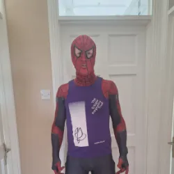 Jessie O Connor running as Spiderman